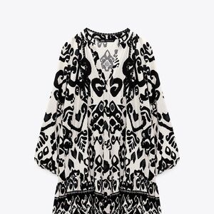 Zara Black and White Long Sleeve Sundress